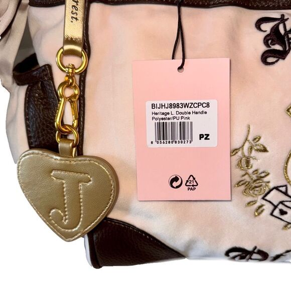 Juicy Couture Pink Velour Brown Faux Leather House of Juicy Daydreamer Tote Bag - Picture 5 of 15